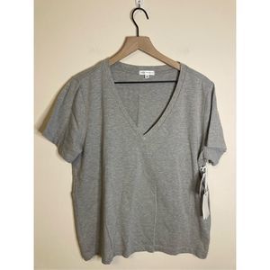 NWT Good American Gray Short sleeve t-shirt Size 2/M V Neck